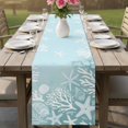 thumbnail image 4 of Summer Ocean Starfish Table Runner 72 Inches, Coastal Coral Beach Conch Teal Green Bed Runner Dresser Scarves Tabletop for Indoor Outdoor Parties/Ceremony/Banquet, 14" x 72", 4 of 9