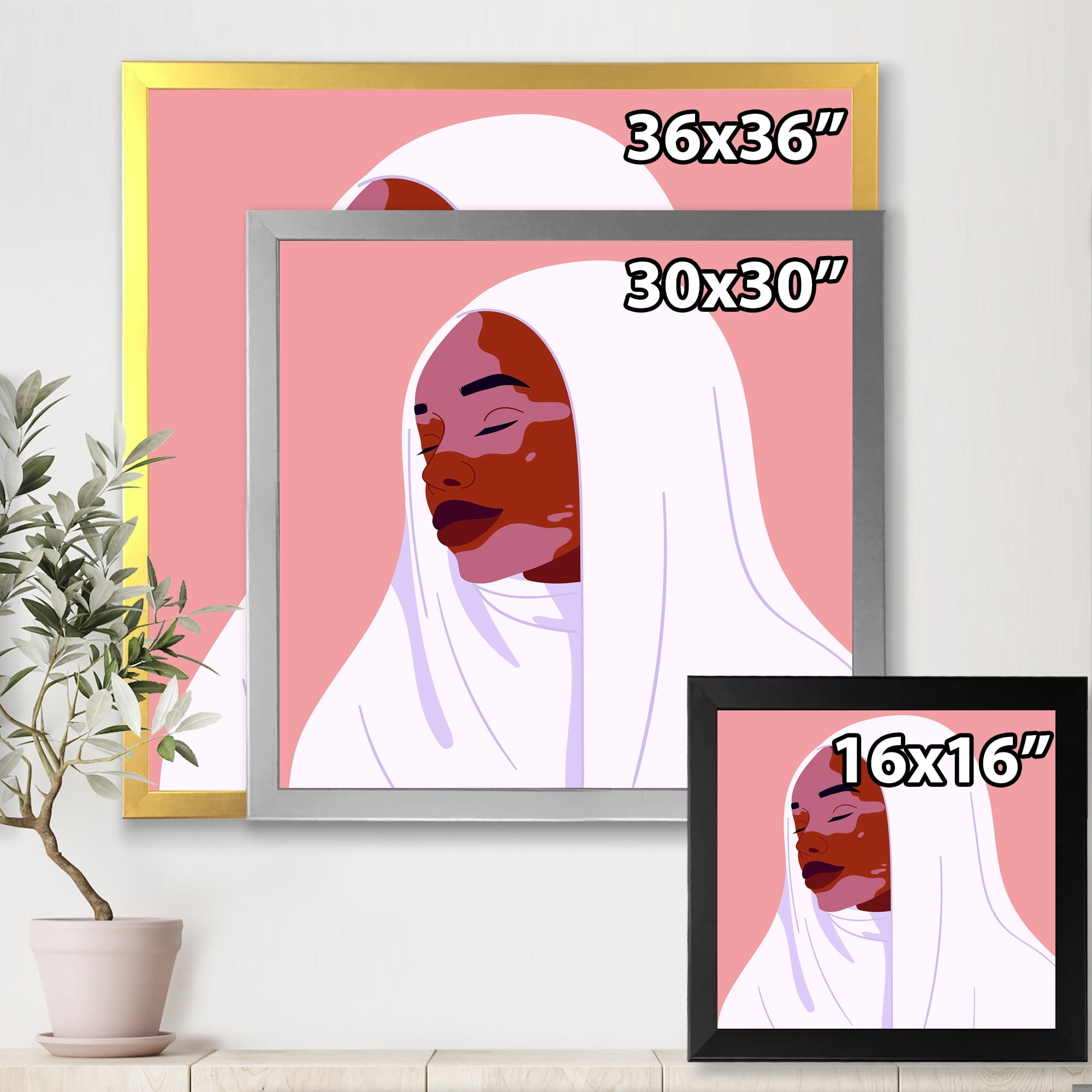 Designart 'Beautiful Abstract Smiling Afro African Woman With VItiligo' Moroccan Framed Art Print