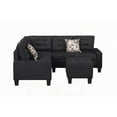 thumbnail image 6 of Modern Black Upholstered 6-Piece Sectional with Polyester Fabric (220×80×75cm), 6 of 12
