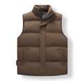 thumbnail image 3 of Chaleco de hombre, abrigo de otoño e invierno, chaleco de algodón con plumón, chaleco informal de cuello alto sin mangas de color sólido, chaleco de moda, abrigo superior, 3 of 6