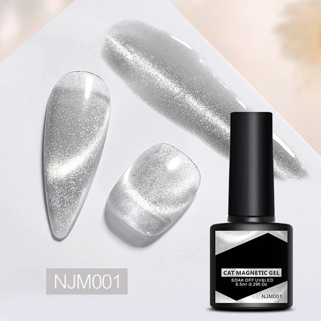 Esmalte de uñas en gel magnético para ojos, 8,5 ml, con purpurina holográfica, translúcido, para salón de uñas, ideal para usar en casa.