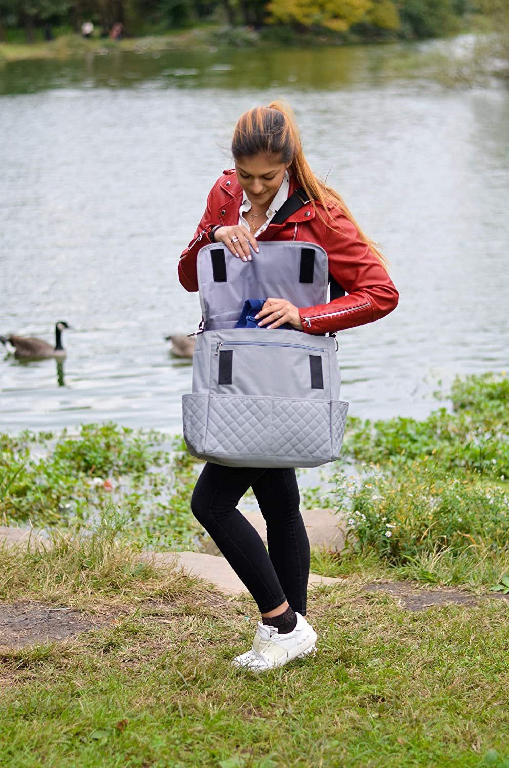PERSONALIZED Large Diaper Bag Messenger Bag Baby Shoulder Bag Monogram Grey