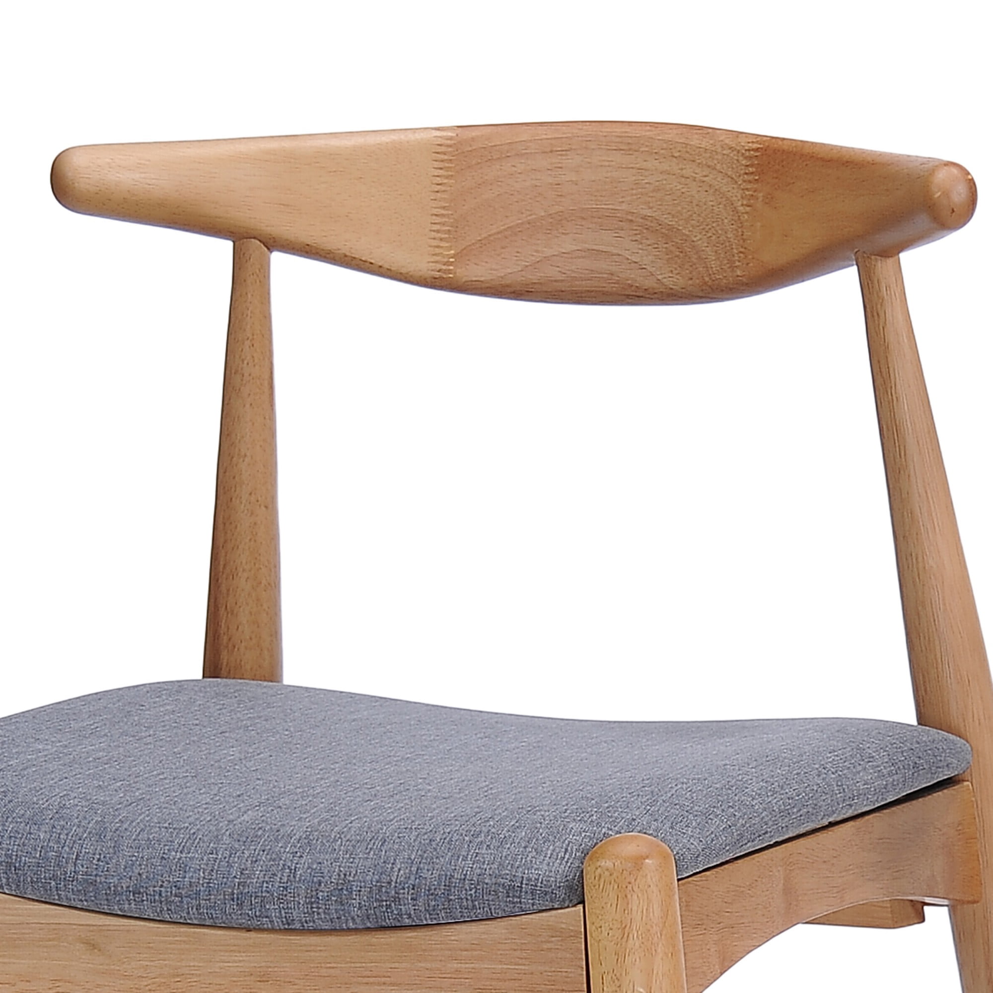 Aukfa Set of 2 Mid-Century Modern Dining Chairs, Upholstered Seat & Ergonomic Backrest Side Chairs, Rubberwood Frame, Light Gary
