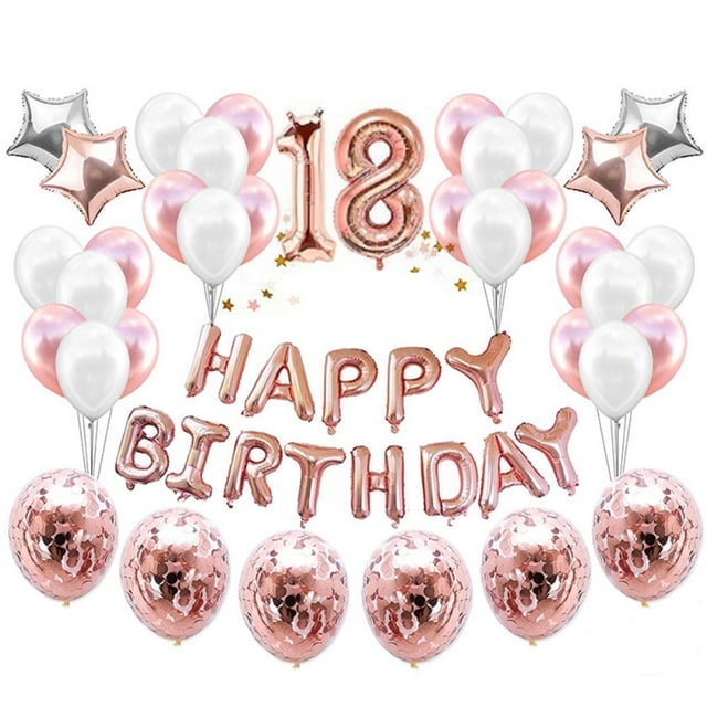 Happy Birthday Number Star Balloons Confettis Set Home Restaurant Party Decor