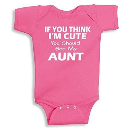 Lil Shirts If You Think I'm Cute You Should See My Aunt Baby Bodysuit~0-3 Months / Black