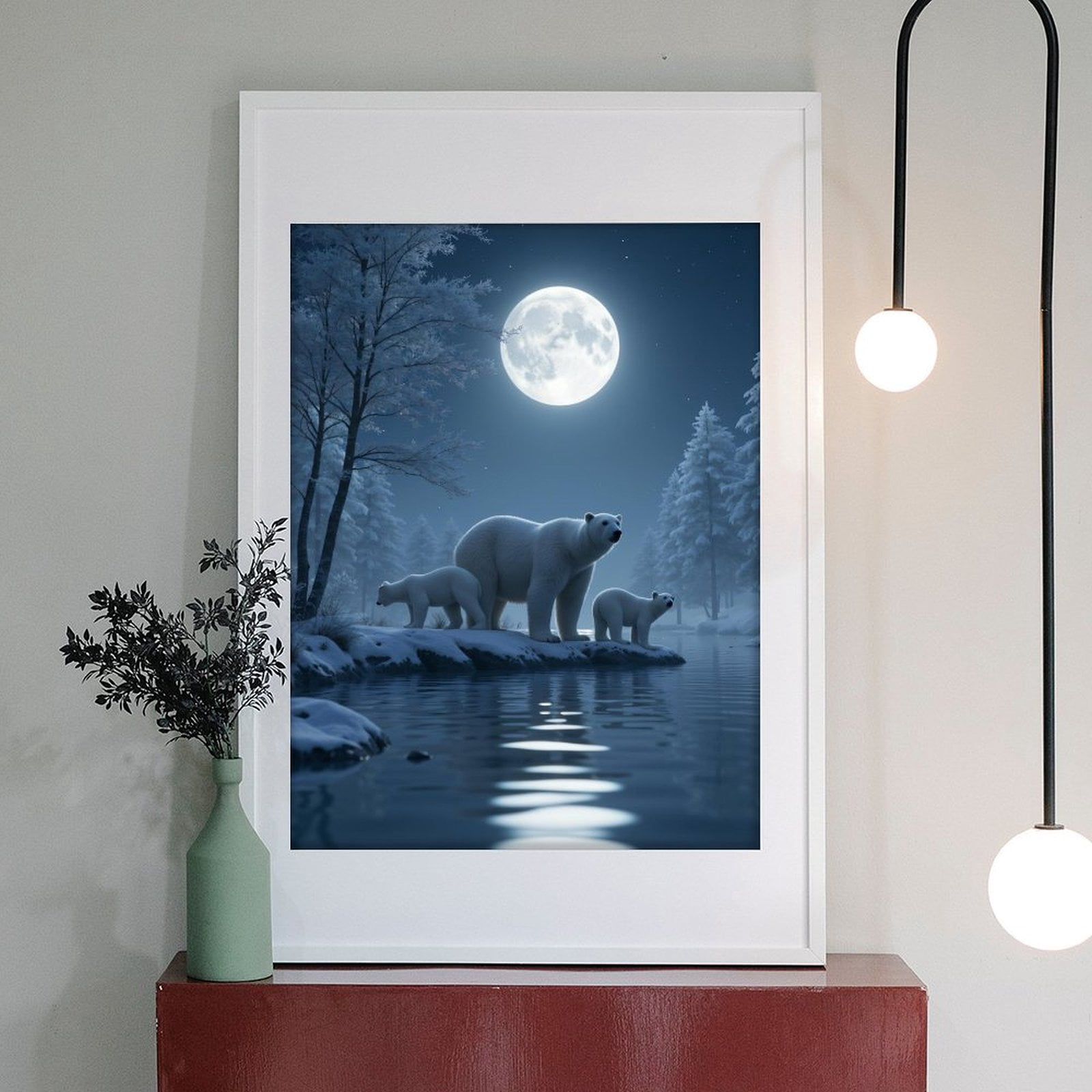 Diamond Art Kits for Adults - 5d Moonlit Polar Bear Family Diamond Painting for Adults, Diamond Art for Adults Beginners, Diamond Painting Kits for Adults for Home Wall Decor