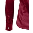 thumbnail image 4 of J. METHOD Women's Satin Button Down Shirt Long Cuff Sleeve Collar Silky Office Work Formal Casual Blouse Top NEWT74 Burgundy 1X, 4 of 7