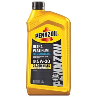 Pennzoil Platinum Full Synthetic Motor Oil, SAE 5W-30, 5 qt