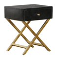 thumbnail image 1 of Table d'Appoint Moderne en Bois Noir et Laiton avec Tiroir, 1 of 10