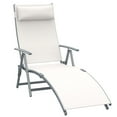 thumbnail image 2 of Outsunny Outdoor Folding Chaise Lounge Chair, Portable Lightweight Reclining Sun Lounger with 7-Position Adjustable Backrest & Pillow, Cream White, 2 of 9