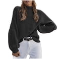 thumbnail image 1 of IROINID Chandail à Col Roulé pour Femmes Couleur Unie Ample Court Manches Longues, 1 of 6