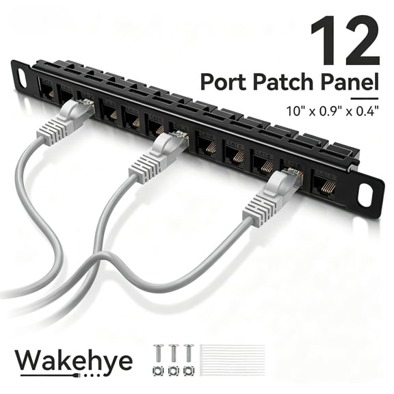 12 Port Patch Panel Cat6 Pass Through, 10 Inch 0.5U Metal Network Patch Panel for Mini Server Rack