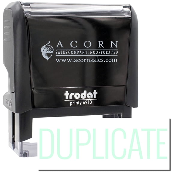 Large Self-Inking Narrow Font Duplicate Stamp, Trodat Printy 4913, Press and Print Stamping, Impression Size 7/8" x 2-1/4", Up to 10,000 Impressions - Mint Green Ink