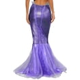 thumbnail image 2 of YONGHS Women's Mermaid Fishtail Fish Scale Skirt Shiny High Waist Bodycon Long Maxi Skirt Purple M, 2 of 6
