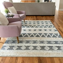 Unique Loom Cotton Chindi Collection Area Rug (5' 1" x 8' Rectangle Ivory/Navy Blue)