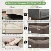 Slipcovered U Shape Sectional Sofa with French Edges & Big Pillows, Soft & Spacious for Living Room