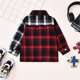 thumbnail image 3 of Gibobby Blusas Holgada Niño bebé niño niña camisa chaqueta Pocketts Plaid manga larga botón abajo abrigo camisa Tops(Rojo, 2-3 Años), 3 of 5