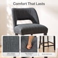 thumbnail image 6 of VKNOW Mid-Century Counter Height Bar Stools Set of 4 Upholstered Kitchen Bar Stools with Wood Legs and Ergonomic Backrest for Kitchen Island Dining Room Pub Cafe,Dark Gray, 6 of 9