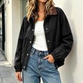 thumbnail image 2 of Women’s Lapel Button Jacket, Lightweight Long Sleeve Loose Jackets, Fall Elastic Hem Casual Outerwear with Pockets, 2 of 6