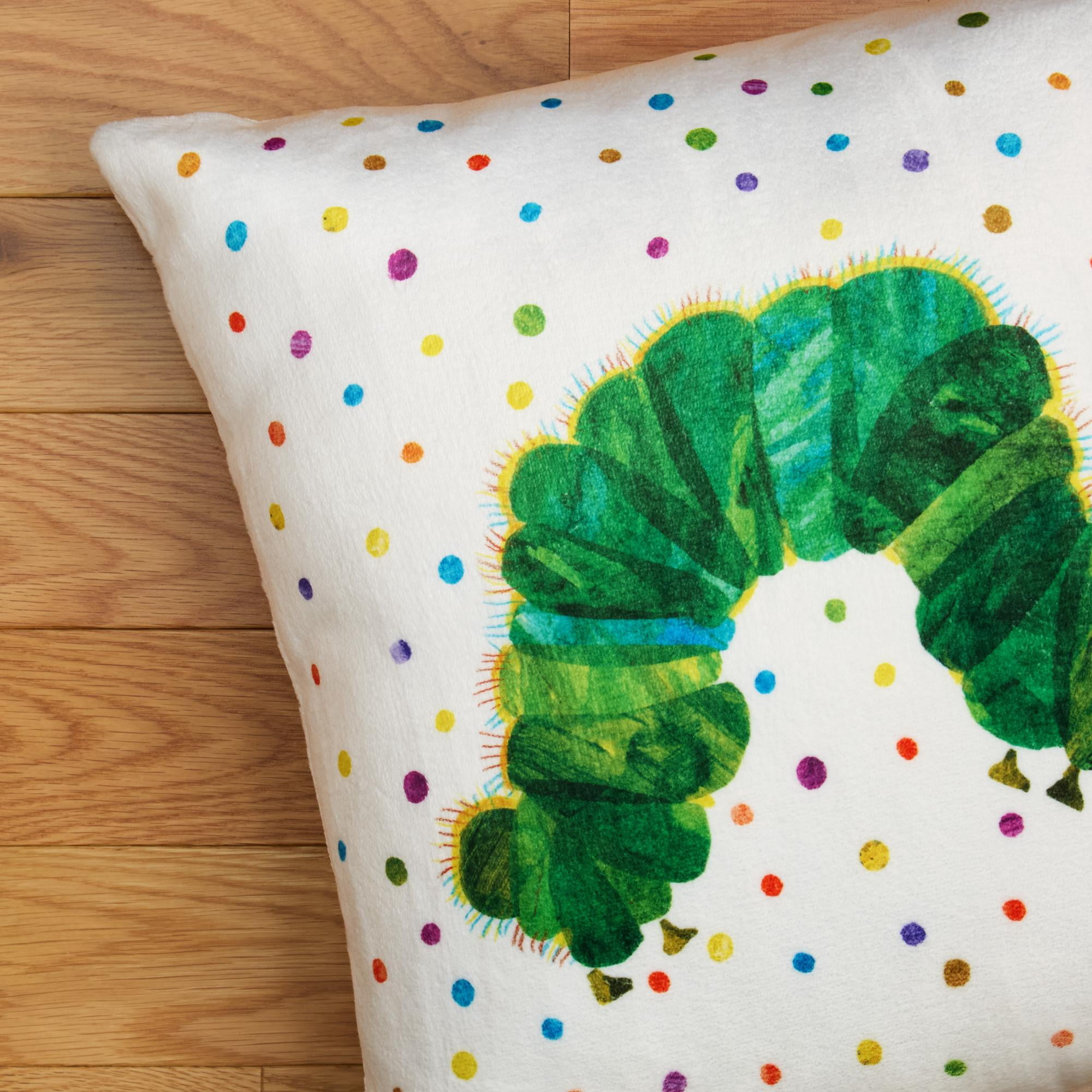 Eric Carle Washable Caterpillar Dots Toddler Pillow, Multicolored, 18"x18"