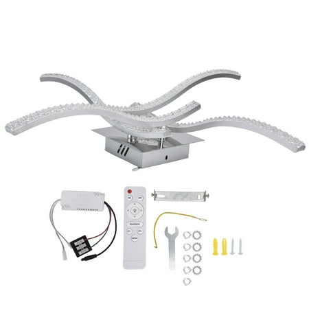 

LED Ceiling Light 3 Colors Remote Control Dimmable 4 Strip Wave Shaped Ceiling Fixture AC 85‑265V