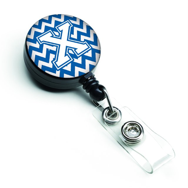 Carrete de insignia retráctil Caroline's Treasures CJ1045-XBR azul y blanco