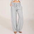 thumbnail image 1 of WILLBEST Pantalones Casuales elegantes para Mujer, Tallas Grandes, Holgados, de Lino a Rayas, Largos, para Comodidad y Moda Diaria. Chica, 1 of 2