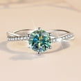 thumbnail image 2 of Moissanite Engagement Rings for Women 0.5-1ct Green Color Round Cut VVS1 S925 Sterling Silver Diamond Rings Moissanite Anniversary Promise Wedding Rings for Women with Certificate, 2 of 8