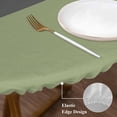 thumbnail image 3 of Sage Green Morocco Round Tablecloth, Fitted Table Cover with Elastic for 55"-60" Round Tables, Modern Stitching Geometric Striped Grey Table Cloth Outdoor Indoor Dinning Party Waterproof Tablecloths, 3 of 7