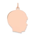 thumbnail image 1 of Beautiful 14k Rose Plain Large.011 Gauge Facing Right Engraveable Boy Head Charm, 1 of 2