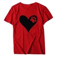 thumbnail image 4 of Gibobby Camiseta de manga corta para mujer Blusa con cuello en O Blusa con estampado en forma de corazón Camiseta con mangas para mujer Blusa corta informal p(Rojo,G), 4 of 4