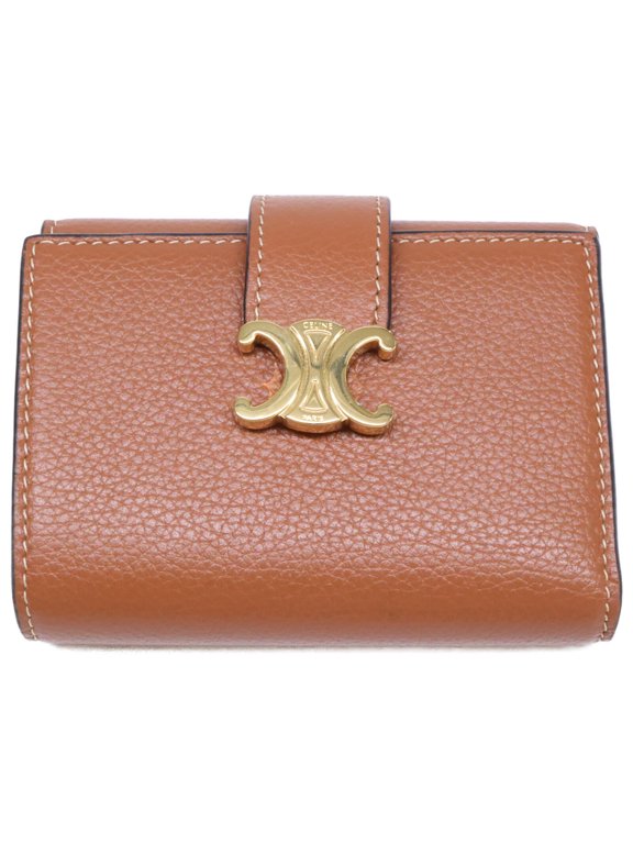 Pre-Owned CELINE 10M963 Fine Strap Wallet Nino Supple Grained Calfskin Tri-fold (with coin...