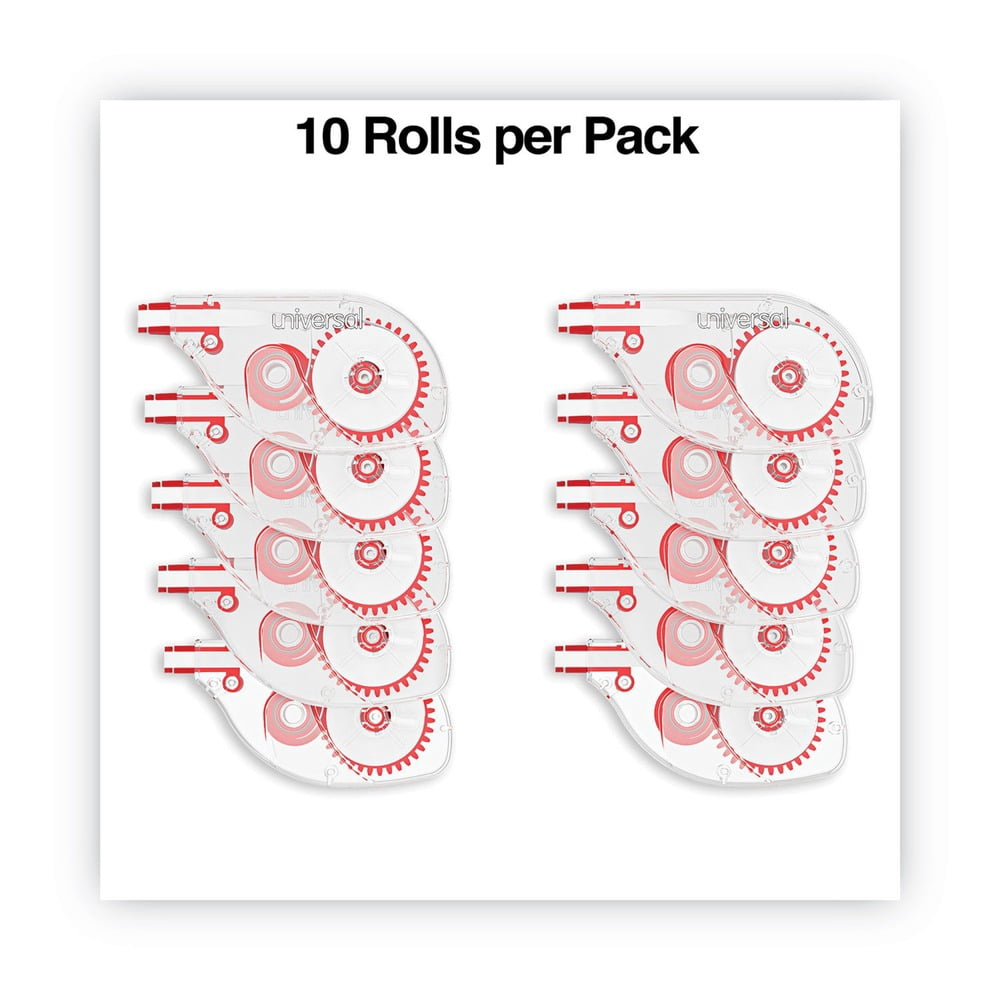 Universal Side-Application Correction Tape, Non-Refillable, 1/5" x 393", 10/Pack -UNV75612