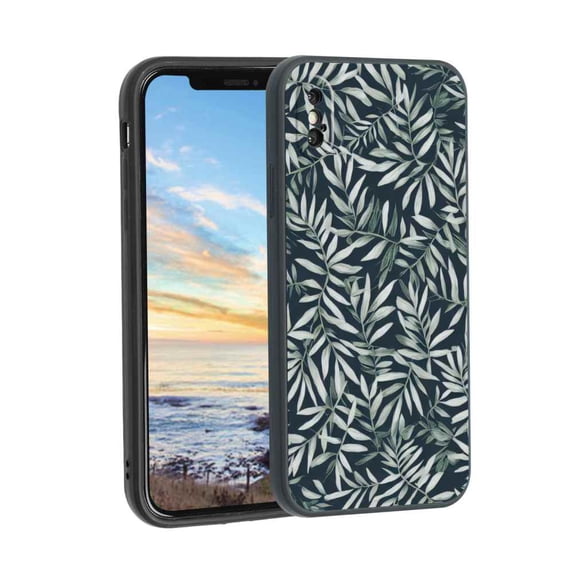 Compatible with iPhone XS Phone Case, Leaves111-54 Case Men Women, Flexible Silicone Shockproof Case for iPhone XS