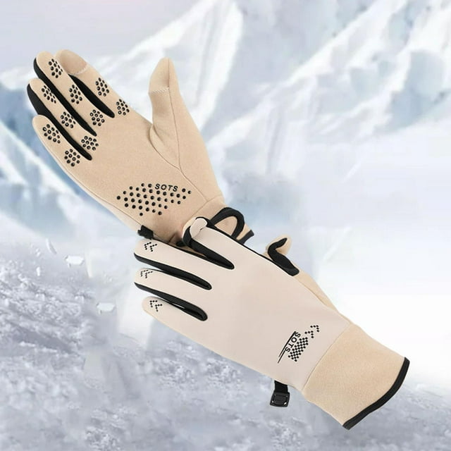 Guantes de invierno a prueba de viento, guantes de snowboard para correr, conducir, deportes al aire libre Pantalla táctil para hombres