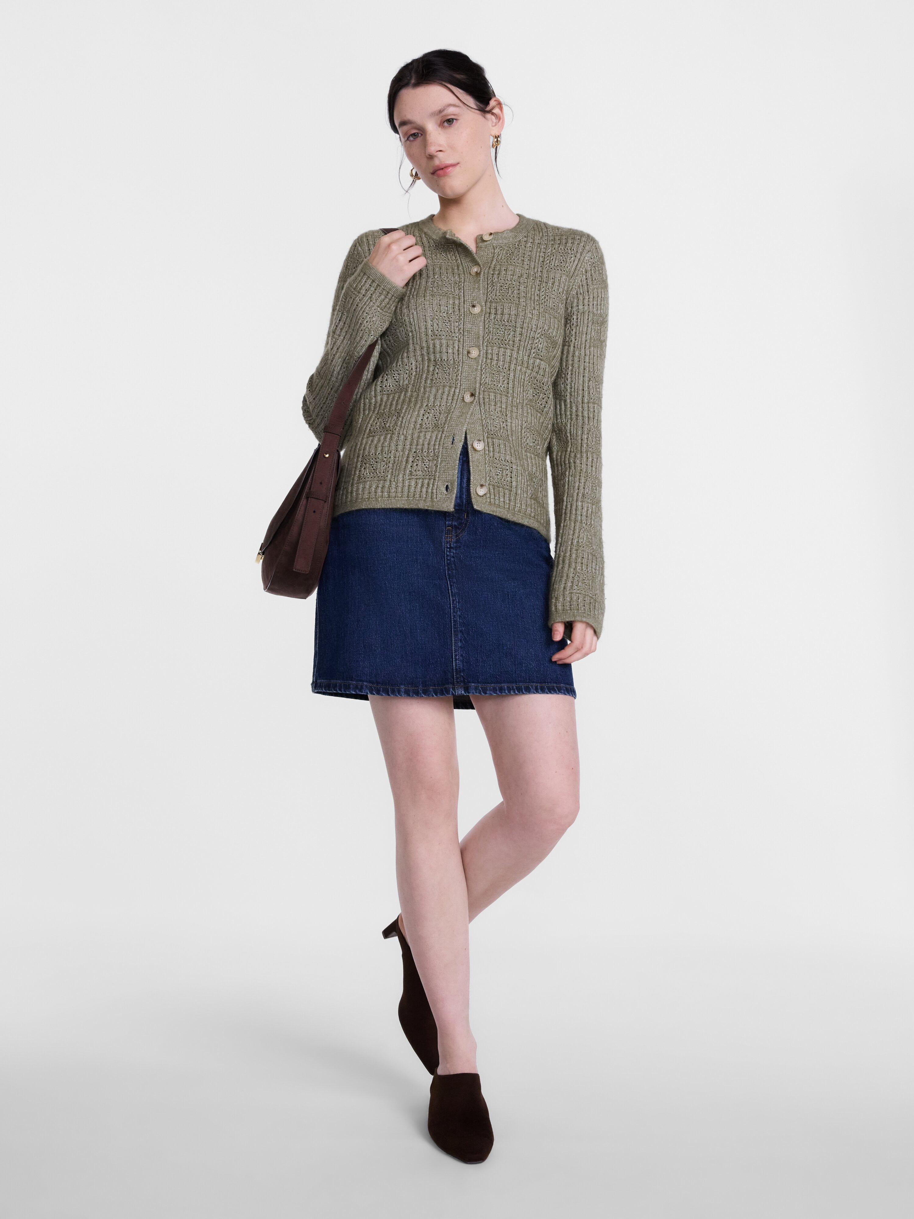 Scenario Women's Open Knit Cardigan Sweater with Long Sleeves, Lightweight, Sizes XS-XXXL