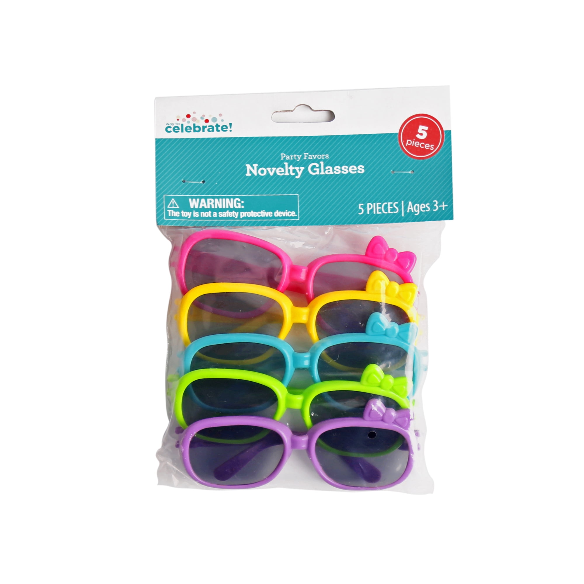 Way To Celebrate Girl Party Novelty Sunglasses, Multi-Color, Party Favors, 5ct
