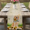 thumbnail image 4 of Cute Puppy Sunflowers Table Runner 72 Inches, Farmhouse Eucalyptus Retro Beige Bed Runner Dresser Scarves Tabletop for Indoor Outdoor Parties/Ceremony/Banquet, 14" x 72", 4 of 9