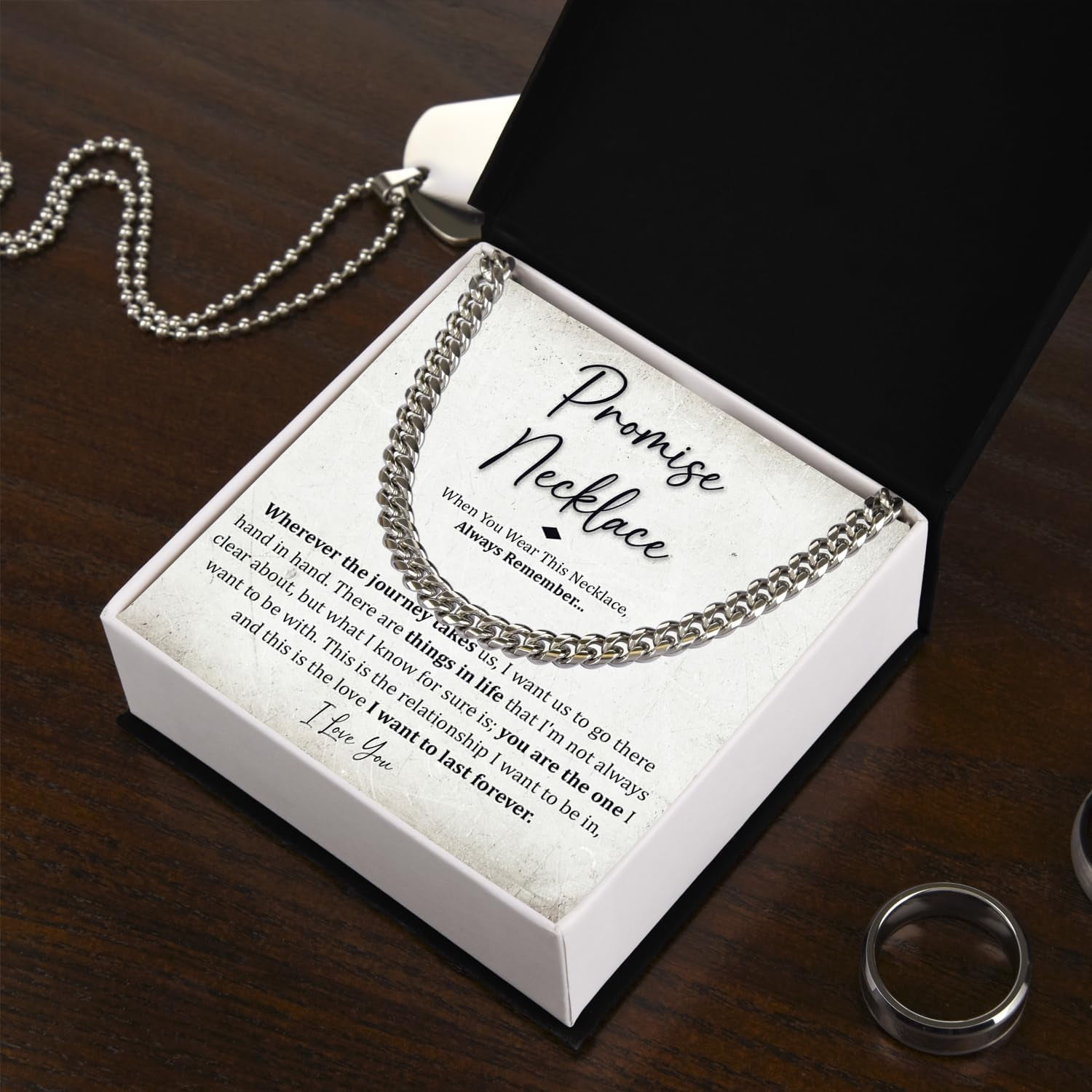 Promise Necklace For Him, Promise Necklace Gift For Boyfriend, Birthday Valentines Jewelry Gifts For Man, Husband Necklace From Wife, Cuban Chain Necklace, Anniversary Necklace For Boyfriend