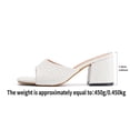 thumbnail image 4 of Womens White Faux Faux Leather Mules, Croc Embossed Open Toe Block Heel Sandals, Slip On 2.5 Inch Chunky Heel Dress Shoes,Size 40, 4 of 8