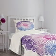 thumbnail image 5 of Ambesonne Leaf Quilted Bedspread Set 2 Pcs, Boho Blossom Watercolor, Twin Size, Violet Blue Fuchsia, 5 of 6
