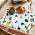 thumbnail image 3 of Spring Butterfly Dragonfly Placemats Set of 4 Rustic Botanical Floral Teal Green Place Mats Indoor Wipeable Table Mats Washable Dining Table Placemats for Kitchen Holiday Party Home Decor 13x19 Inch, 3 of 9