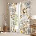 thumbnail image 3 of Erosebridal Floral Plaid Black Out Curtains for Girls, Orange Checkered Curtains Pack of 2 (42x63 Each), 3 of 6