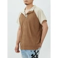 thumbnail image 5 of Musuos Men Summer Corduroy T-Shirt Contrast Color 1/3 Button Short Sleeve Tops Casual Pullover, 5 of 9