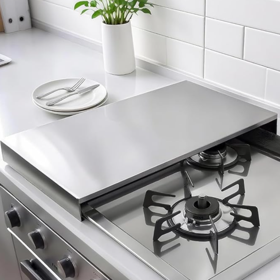 AIWFL Stainless Steel Stove Top Cover, 12.2" x 21.2" (Small Size) Noodle Board for Gas Electric Stoves, Suitable for Single Stove, Silver