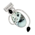 thumbnail image 1 of Natural Merlinite Dendritic Opal & Black Onyx 925 Silver Pendant ALLP-22885, 1 of 1