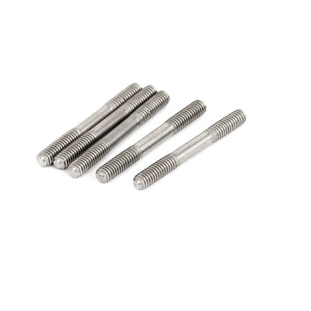- M4x35mm Stainless Steel Double End Threaded Stud Screw Bolt Silver Tone 5Pcs