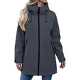 thumbnail image 4 of zejinsd Long Coat for Women Warm Windproof Autumn Winter Outerwear Stylish Stand Collar Hooded Jacket Solid Color Relaxed Fit Mid-Length Coat, 4 of 8