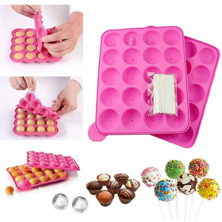 

1 Pack of 20-Cavity Silicone Cake Pop Mold with 20 Sticks- Great for Hard Candy Lollipop and Party Cupcake