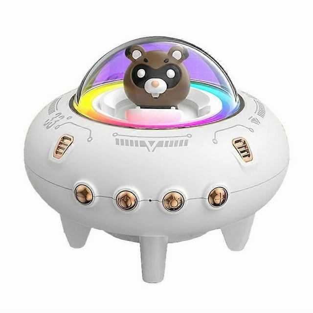 Wireless Bluetooth Speaker Cute Spaceship Shape Speaker Colorful Light Desktop Speaker for Bedroom Office Dormitory